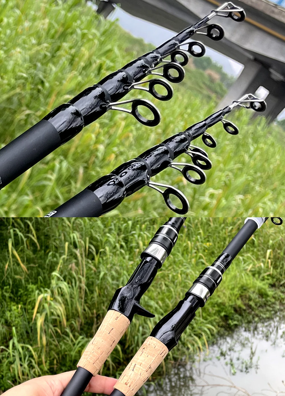Teleskop Köder Stange 1,5 M 1,8 M 2,1 M 2,4 M Carbon Spinnrute Baitcasting Angelrute 8g-25g Holzgriff Casting Angelgerät – Detail 11