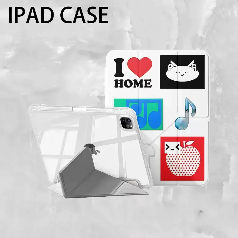 Korean Dog Cat Emotions Love Niche Tablet Case For iPad Pro 13 11th A16 12.9' 10 9 8 7 6 Th Air 3 2 1 Mini 7 6 5 4 Cover