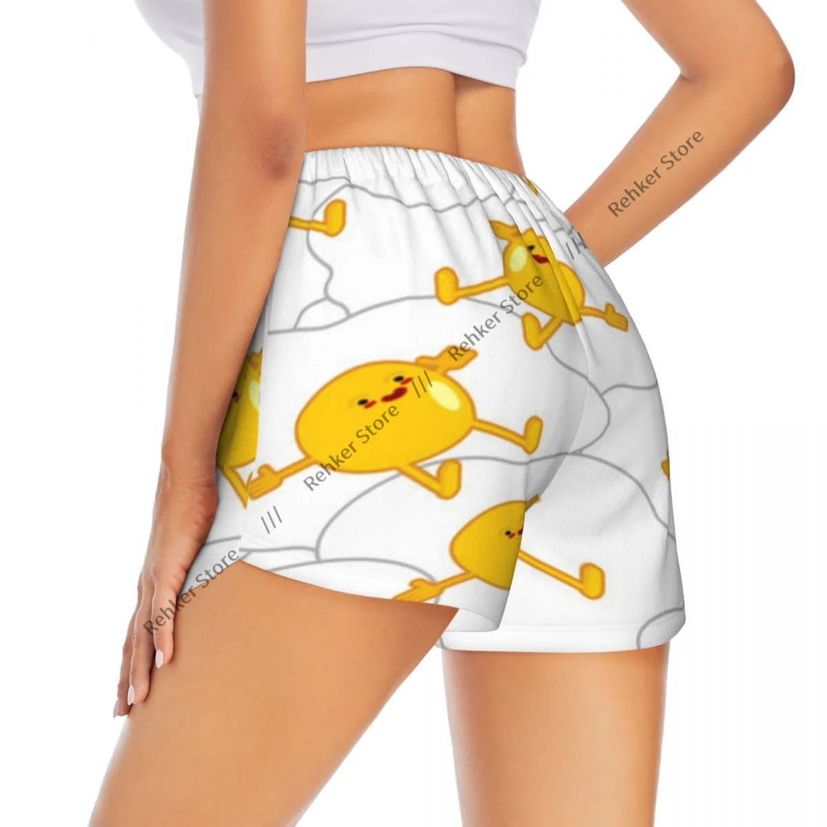 

Женские шорты для йоги с рисунком жареного яйца, легкие спортивные быстросохнущие дышащие шорты для бега на открытом воздухе