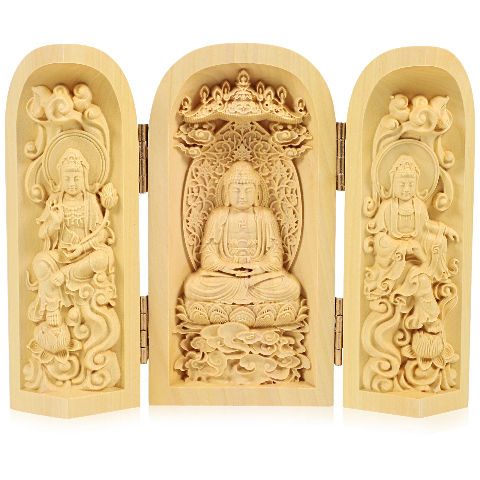 

Boxwood Buddha Statue 1 Piece Retro Wood Craft Figurine Home Decor Exquisite Desk nament Small Size Wooden Sculpture