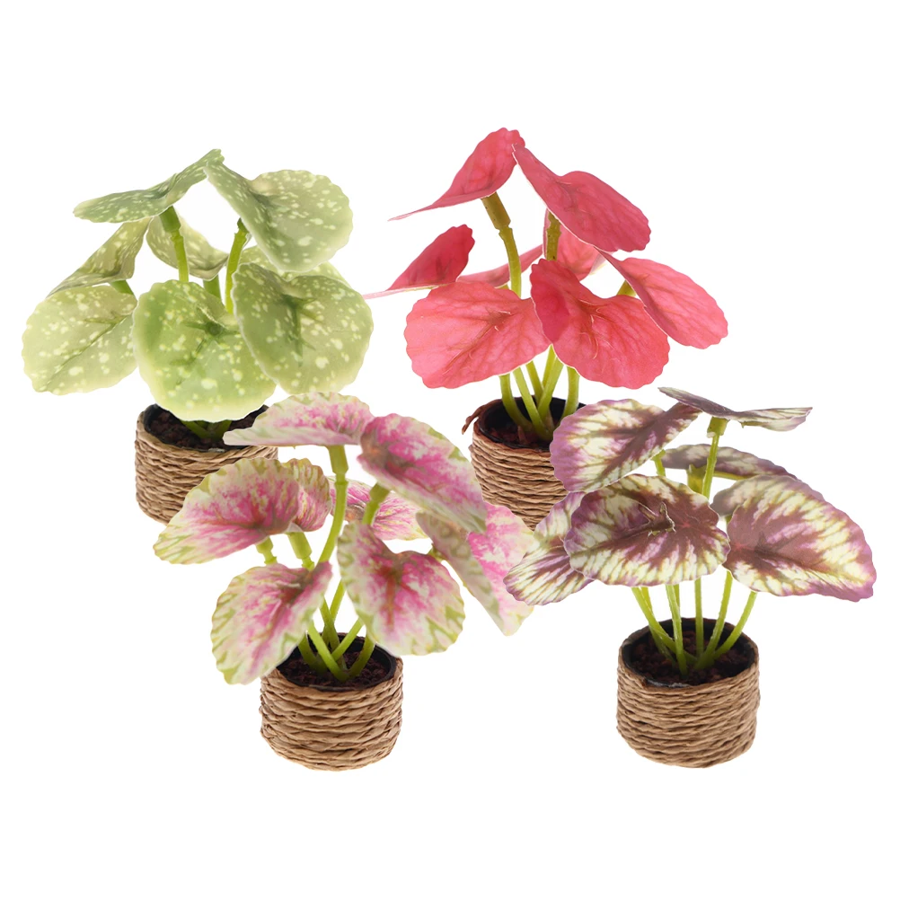 

4 Pcs MiniatureGreen Plants Bonsai Decor Dollhouse Accessories Tiny Model House Ornament Artificial Potted Plant
