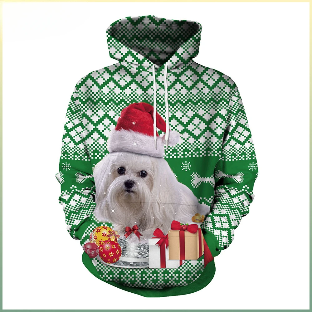 

Christmas Pattern Men's 3D Merry Christmas Cute Dog Print Hoodie and Sweatshirt Kids Funny Pullover Women Fashion Top