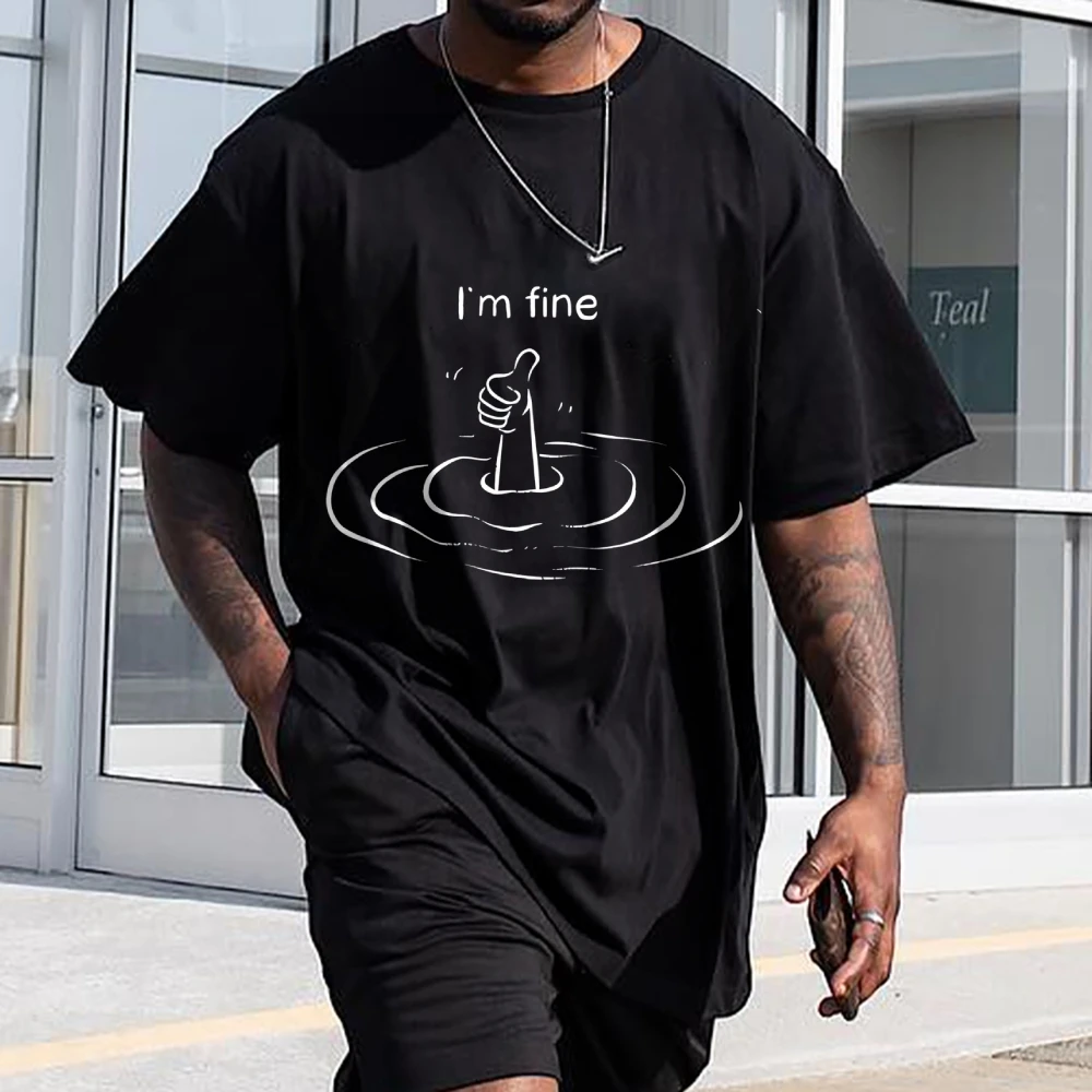 나는 괜찮습니다 그래픽 코튼 티 놀이 같은 셔츠 Y2K 의류 여름 탑 여성 남성을위한 대형 거리 착용