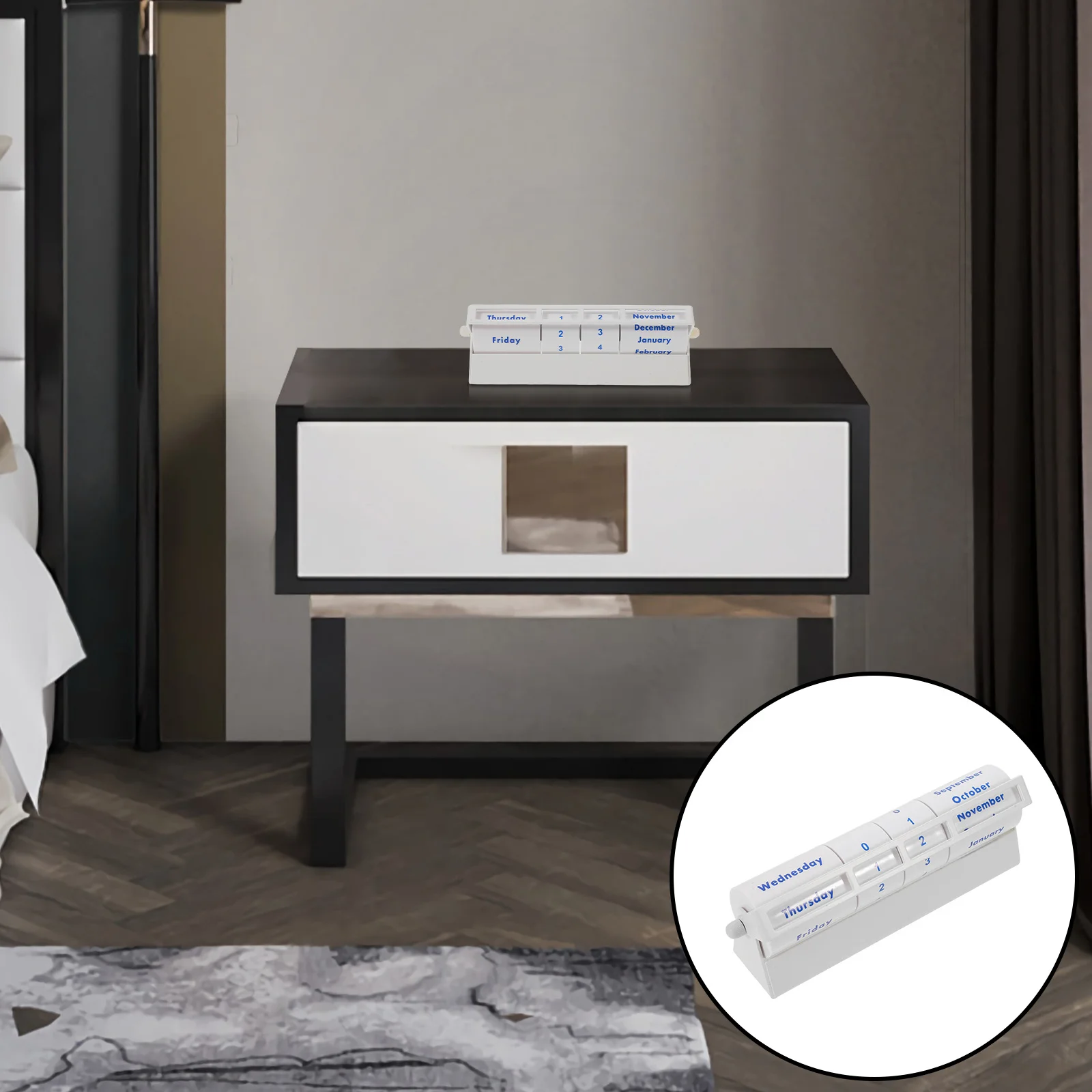 

Rotating Perpetual Calendar Wheel Manual Reusable Date Display Metal Desktop Decor For Office Reception Workspace Modern Undated