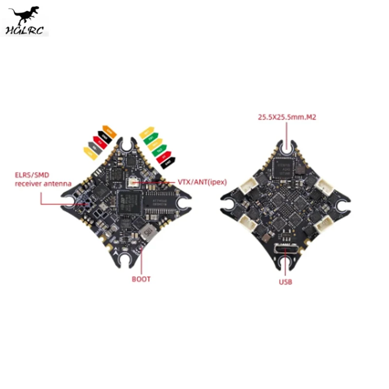 HGLRC SPECTER 10A 1-2S AIO F411 Flight Controller BLHELIS 10A 5.8G 400mW VTX SPI ELRS 2.4G RX for 65-85mm Whoop Toothpick Drone