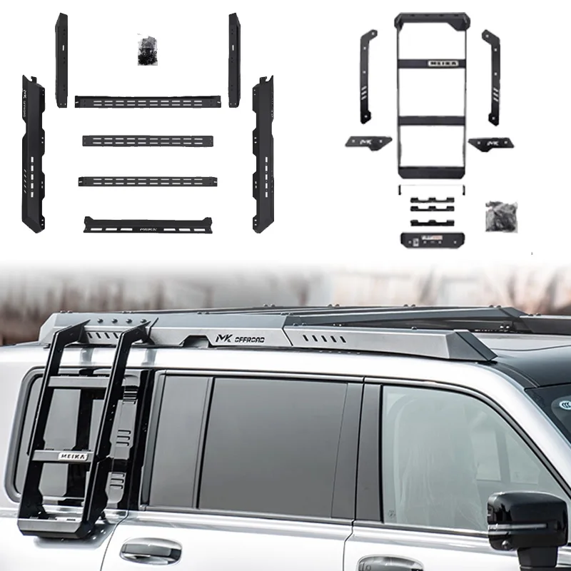 

New Upgrade 2-Pieces 4X4 Off-Road Roof Rack Roof Platform Folding Side Ladder for H9 2025 Accessories