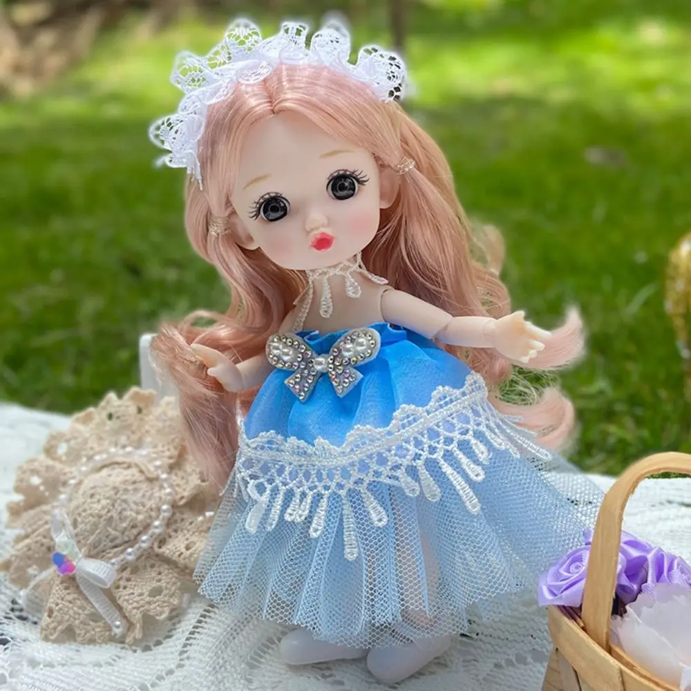 Muñeca BJD de princesa con ojos grandes de 16 Cm, 13 articulaciones, aspecto de maquillaje coreano, muñeca Bjd de 16cm, bonita movable, 13 articulaciones móviles, Mini juguete para niña, juguete para niños