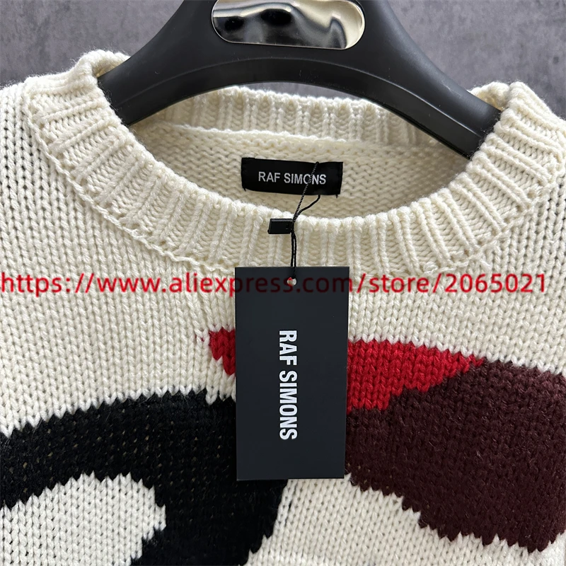 Black RAF SIMONS Sweater For Men Women Letter R Oversize Bat Shirt Knit Sweatshirts