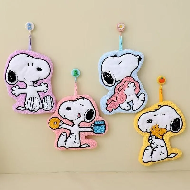 Snoopys Cute Hanging Towel Kitchen Hand Towels Bathroom Soft Absorbent Handkerchief Cartoon and Anime Character Kawaii Dishcloth