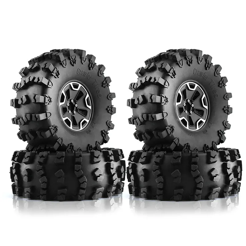 4pcs 150mm 2.2" Heavy Duty Beadlock Wheel Rim Tire Set for 1/10 RC Crawler Car Axial SCX10 Wraith Capra RR10 RBX10 Traxxas TRX4