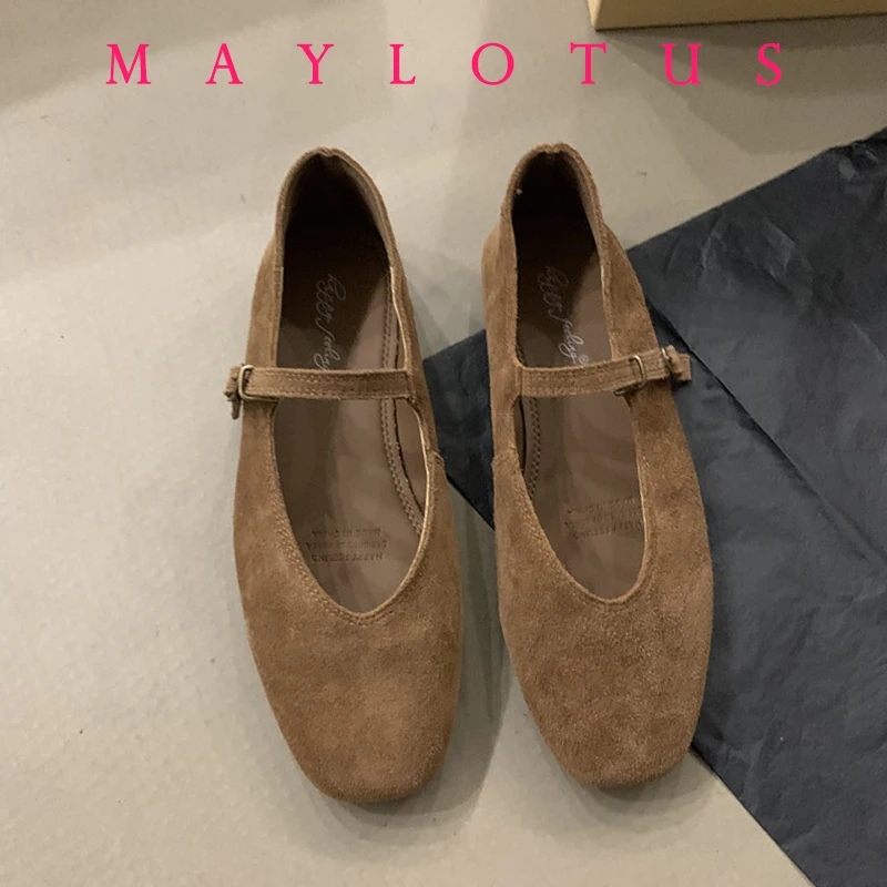 

2025 Spring Autumn Fashion Flat Ballet Shoes Women Ballet Leather Round Toe Female Ballerina Soft Moccasin Mary Janes Shoes