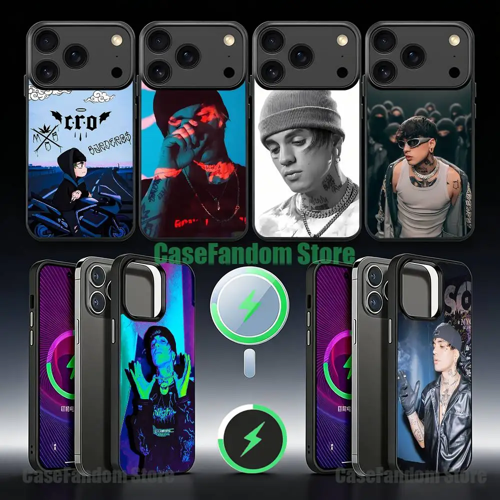 

Rapper C.R.O Crocraxker Shockproof Black Phone Case For iPhone 17,16,15,14,13,12,11,Pro,Max,Plus,Magnetic Wireless Charging