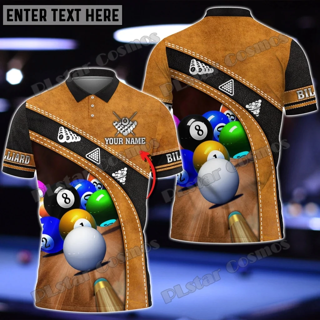 Billiard 8 Ball Custom Name 3D Printed Men's Polo Shirt Summer Street Unisex Casual Polo shirt Gift For Billiard Lovers WK84