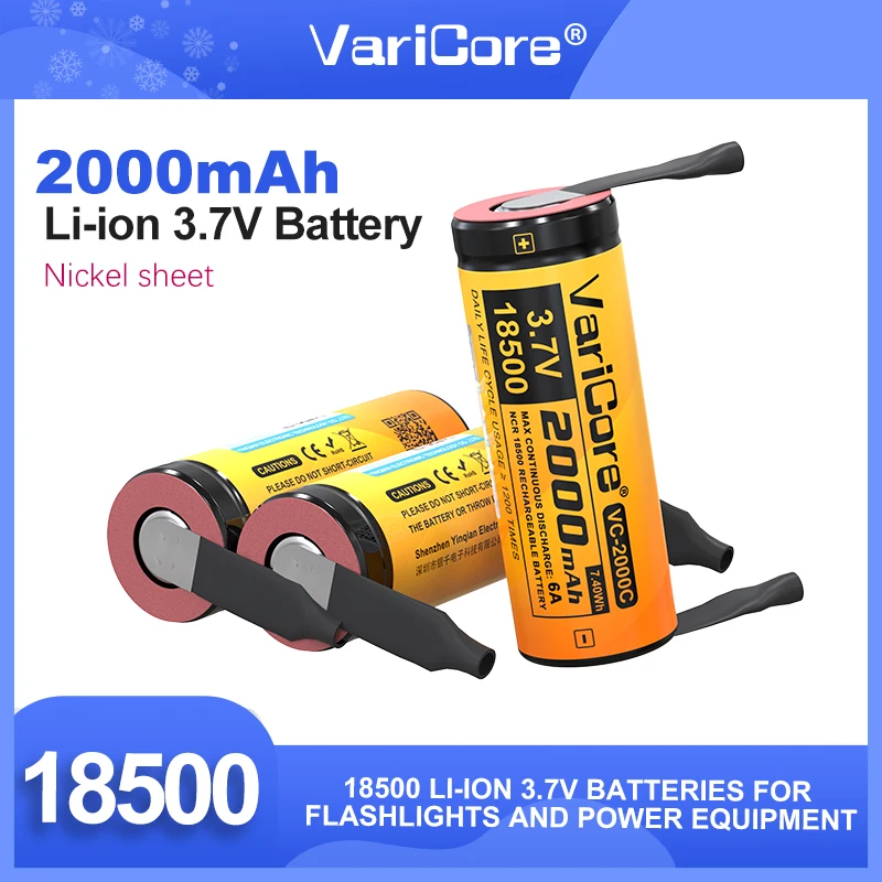 

1-60PCS VariCore VC-2000C 18500 2000mAh 3.7V Rechargeable Battery Recarregavel Lithium ion Battery For Flashlight dry DIY Nickel