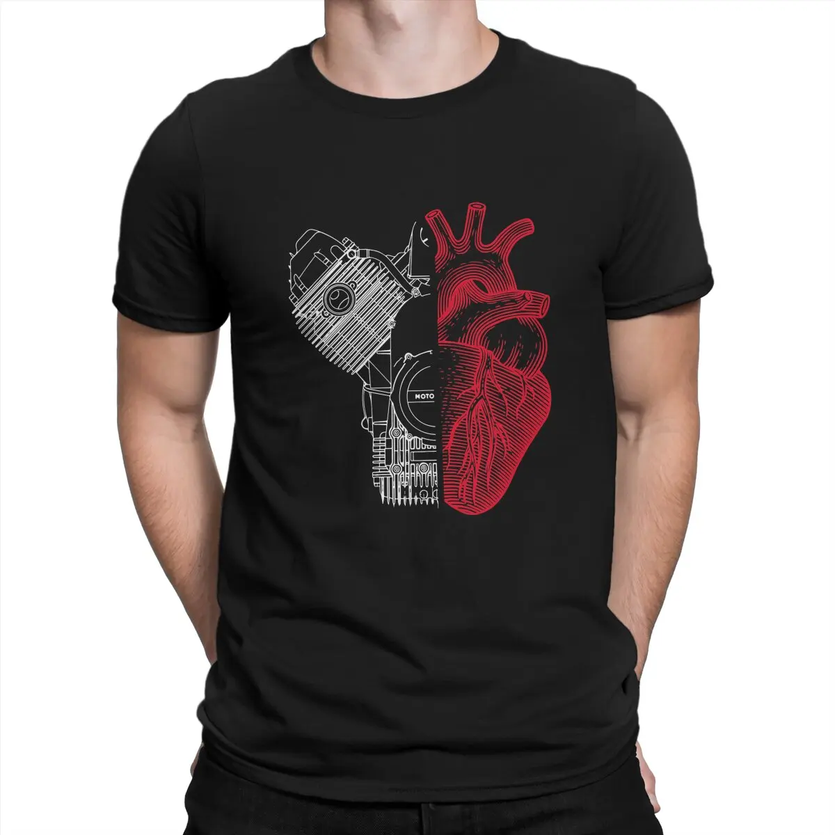 Men T-Shirt Cuore Bicilindrico Fashion Tees Short Sleeve Moto T Shirt Round Neck Clothes Gift Idea