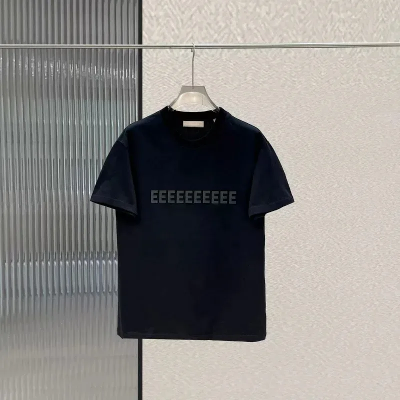 الكلاسيكية العلامة التجارية الصدر صف مزدوج يتدفقون خطابات تي شيرت الموسم 8 خط مزدوج شارع العليا فضفاض رجالي قصيرة الأكمام زوجين تي شيرت #4