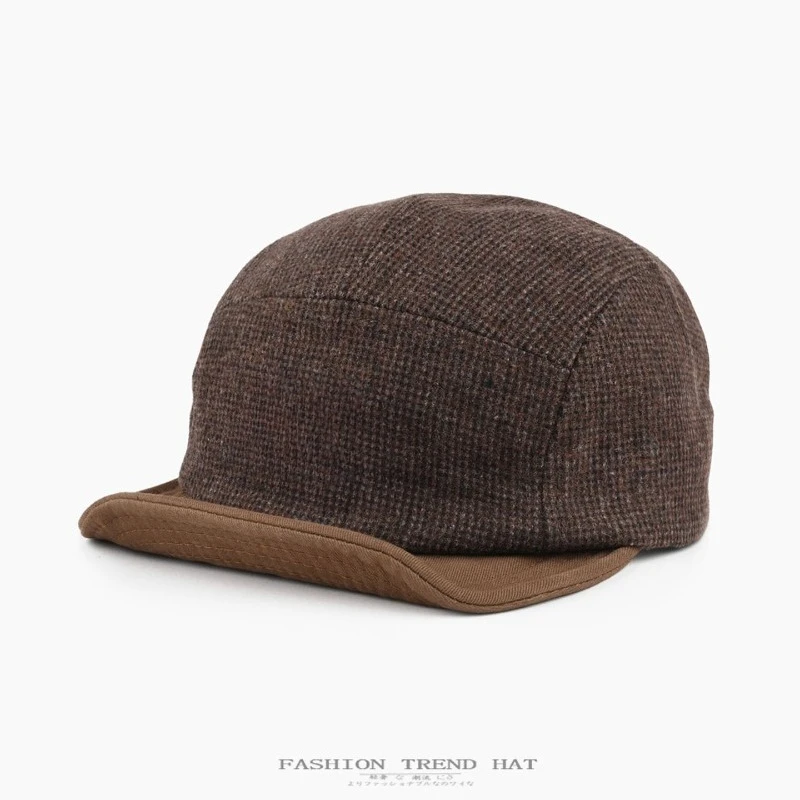 Herbst Winter Neue Mode Kontrast-Woll-Baseballkappen Anpassbares Logo Street Casual Vielseitiger Retro-Tooling-Stil Herrenhüte – Detail 10