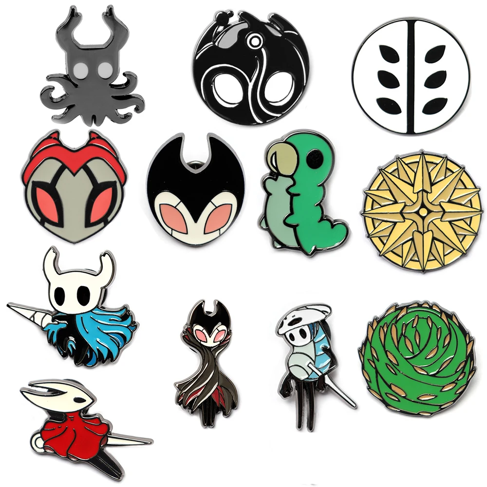 Game Hollow Knight Enamel Pins for Men Women Clothing Hat Backpack Brooches Cute Caterpillar Bone Nail Sovenior Badge Gift