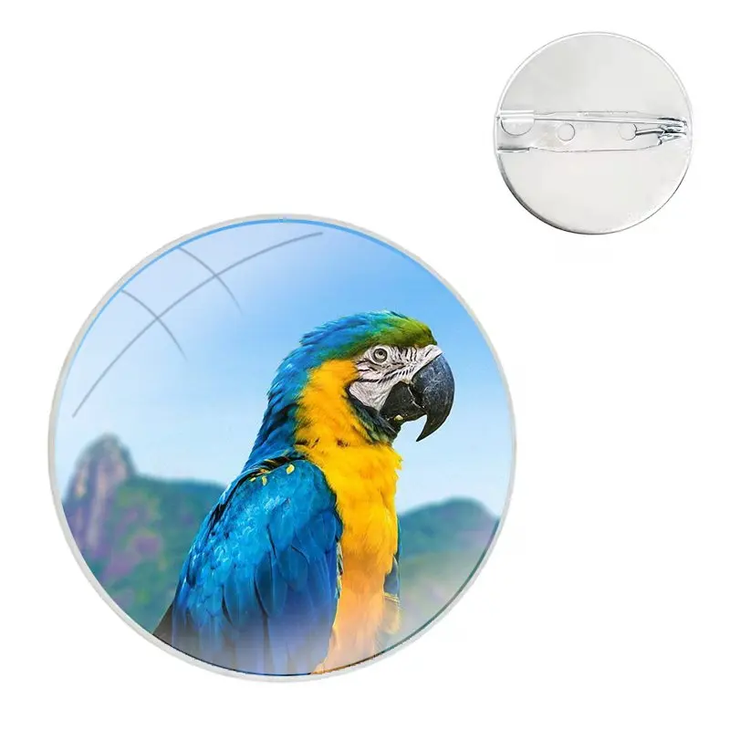 Pins Badge Metal Brooches For Clothes Backpack Decoration gift Blue Ringneck Parrot