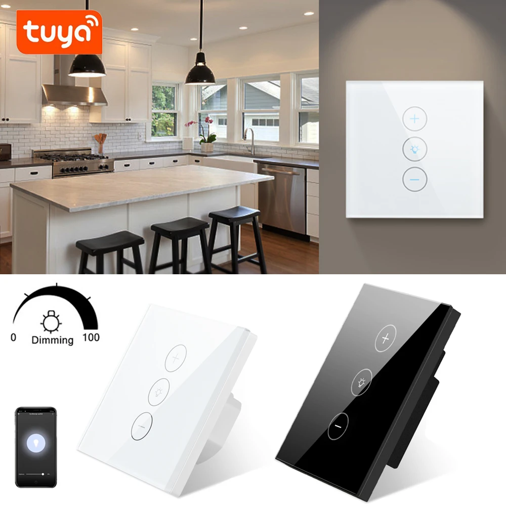 Tuya Smart Life WiFi Switch Light Wireless Touch Dimming Wall Swtiches LED Remote ON/Off Dimmer Work with Alexa Google Assistant