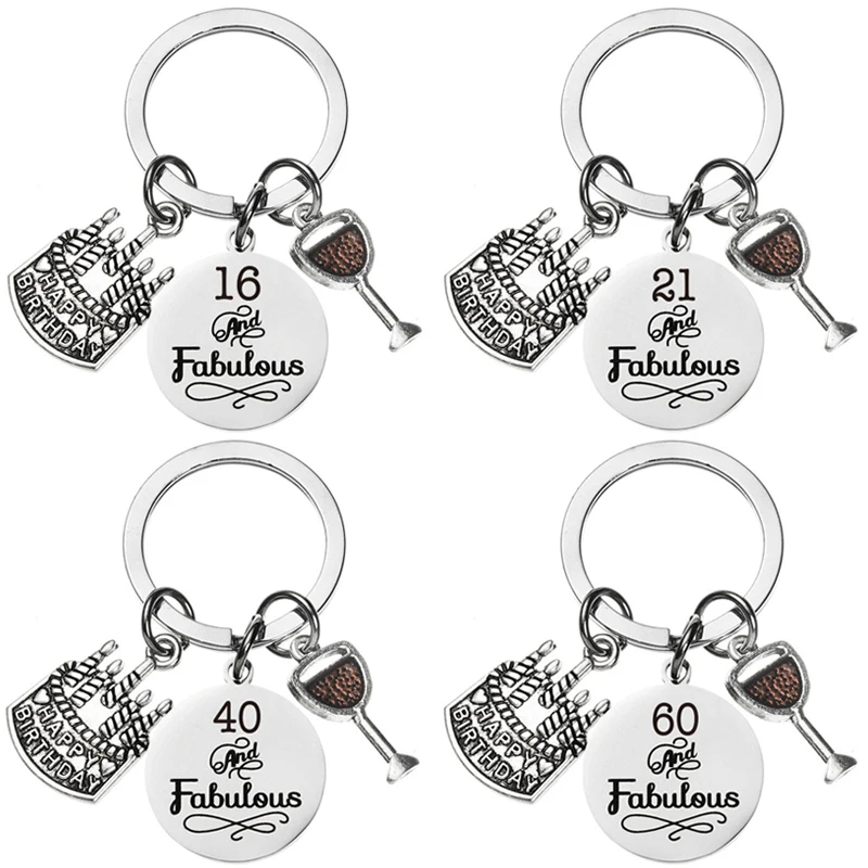 Happy Birthday Gifts Keychain Boyfriend Girlfriend Gift Jewelry Women Men Party Favors 13th 16th 18th 21st 30th 40th 50th 60th