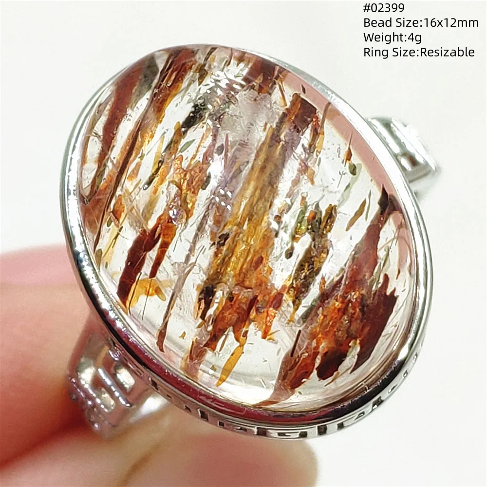 

Натуральное черное золото Super 7, рутилированное зеленое кольцо с рутилированным кварцем, регулируемое серебро 925 пробы, модное женское и мужское кольцо AAAAAA