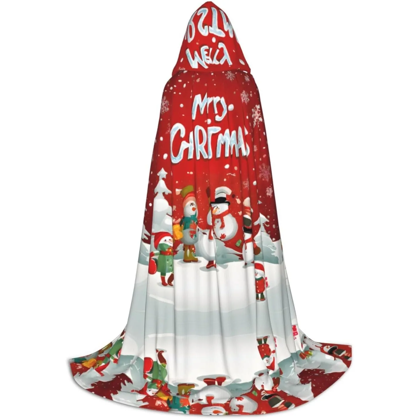 

Подростковый плащ на Хэллоуин, жуткий костюм, накидка с капюшоном для Хэллоуина, нарядное платье - с рождественским принтом