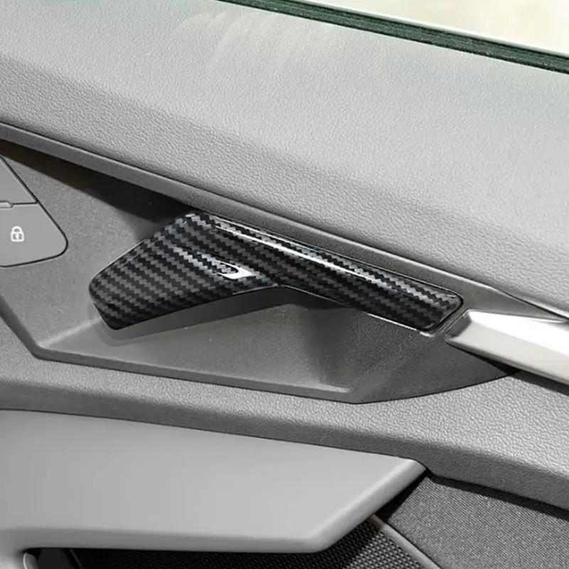 

For Audi A3 8Y 2021 2022 2023 2024 ABS Car Interior Door Handle Pull Cover Trim Carbon Fiber Texture Accessories