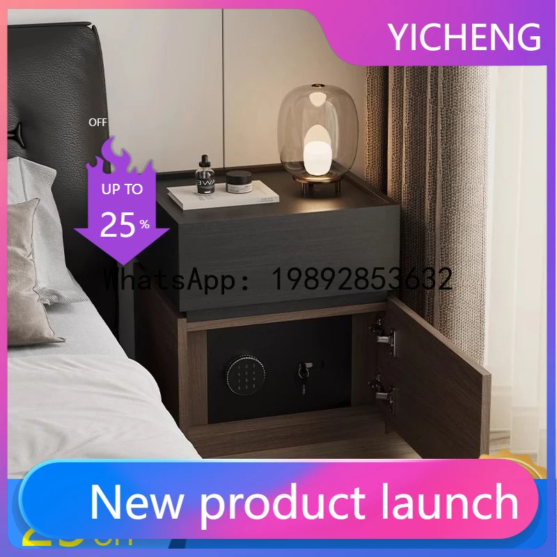 Z2-28  Pure Solid Wood Italian Minimalist Bedside Cabinet Integrated Storage Cabinet with Password Lock Safe