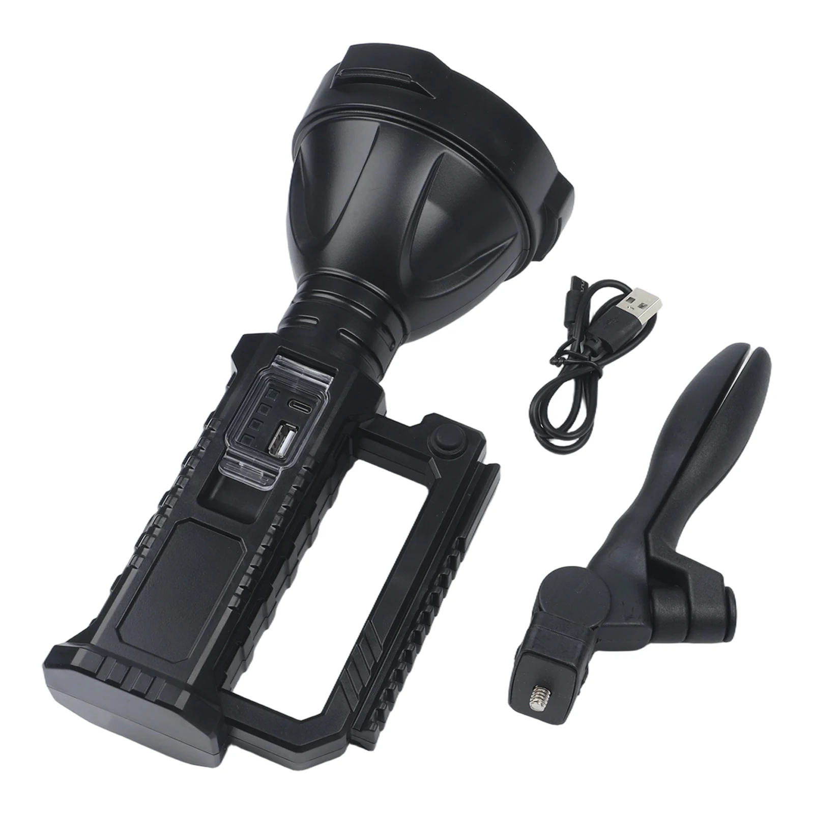 200 000 Lumens Long Range LED Flashlight with Rechargeable Battery and Triangular Stand for Hiking Camping and Fishing