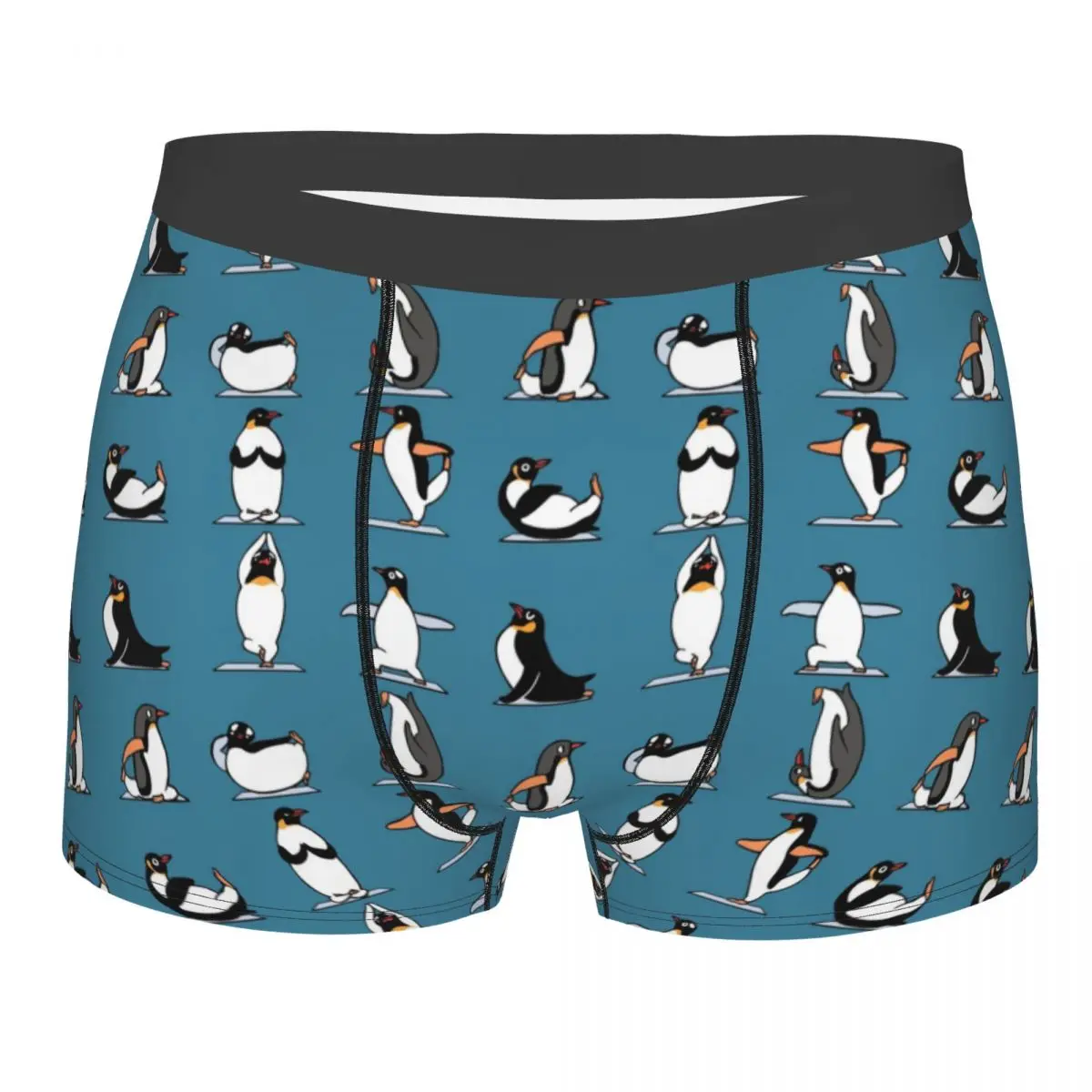 Cute Penguin Yoga Men's Underwear Cartoon Animal Boxer Briefs Shorts Panties Humor Breathable Underpants for Homme Plus Size