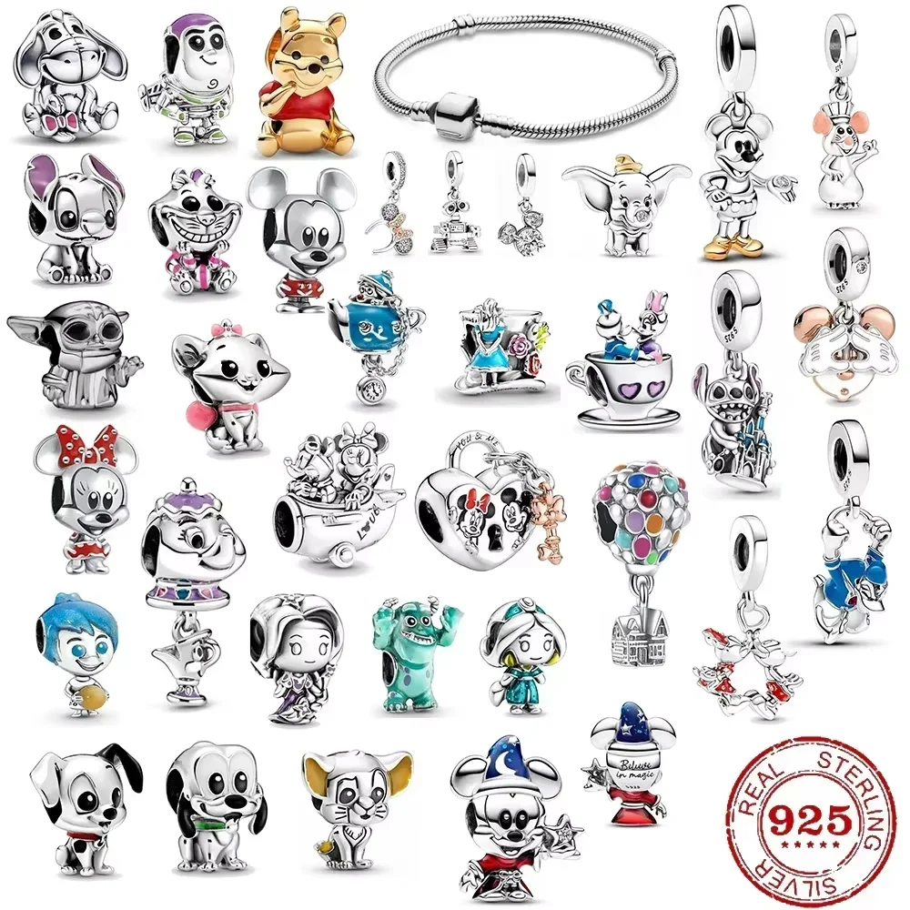 

Genuine 925 Sterling Silver Beads Minnie Vinnie Stitch Cartoon Bead Diy Bracelets Necklace Pendant for Women Jewelry Wholesale