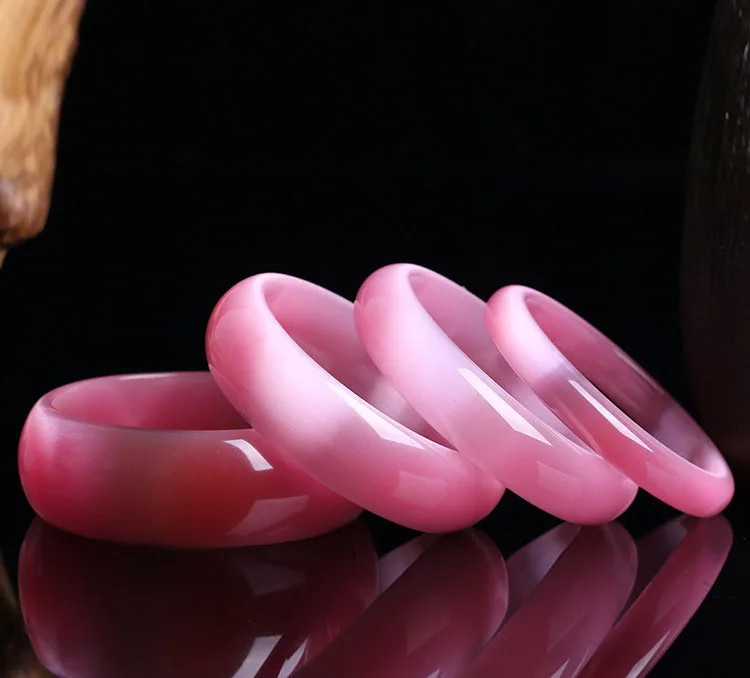 

Inner Diameter 54-64mm Genuine Bright Pink Natural Cat Eye Bangle Fine Opal Gemstone Jewelry Lucky Gifts For Woman Drop Shipping