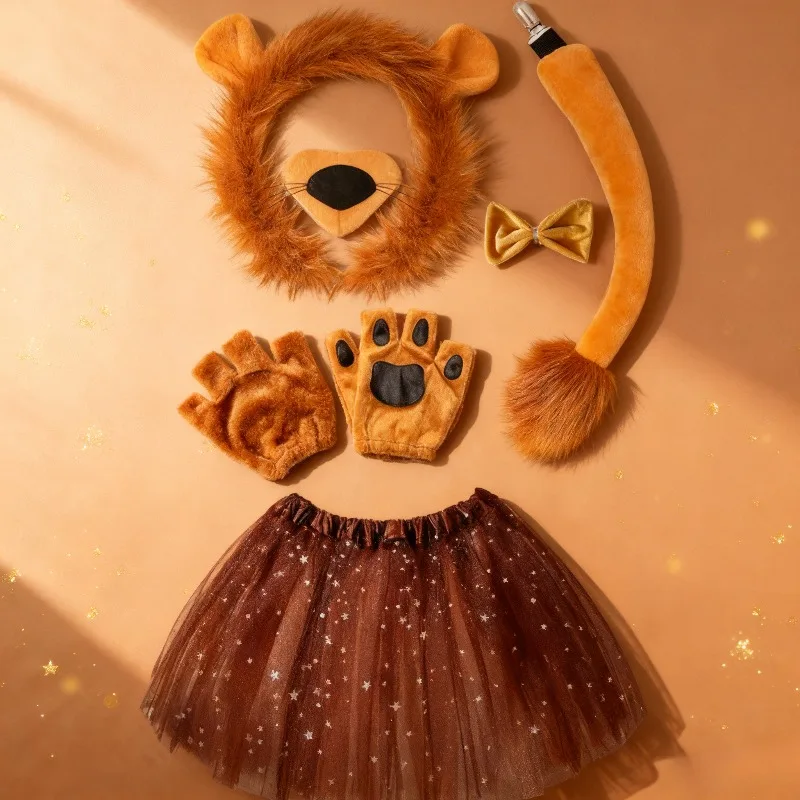 

Adult Lion Costume Set Fierce Animal Role Play Outfit with Accessories