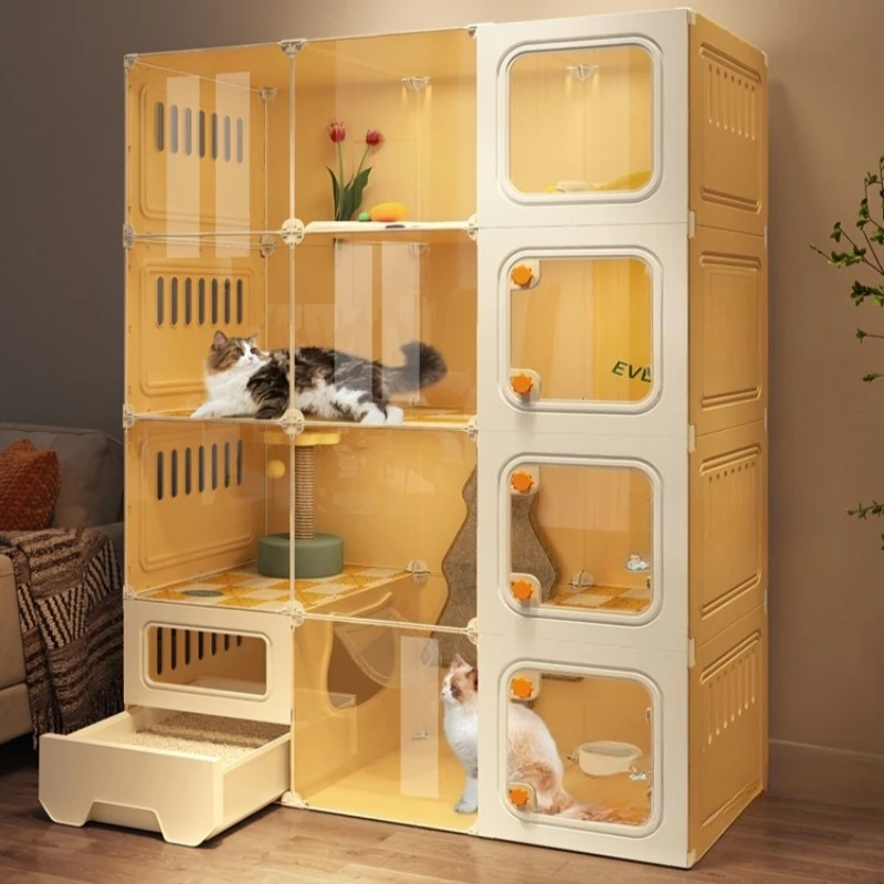 

Indoor large free space cat toilet integrated nest house cabinet cage