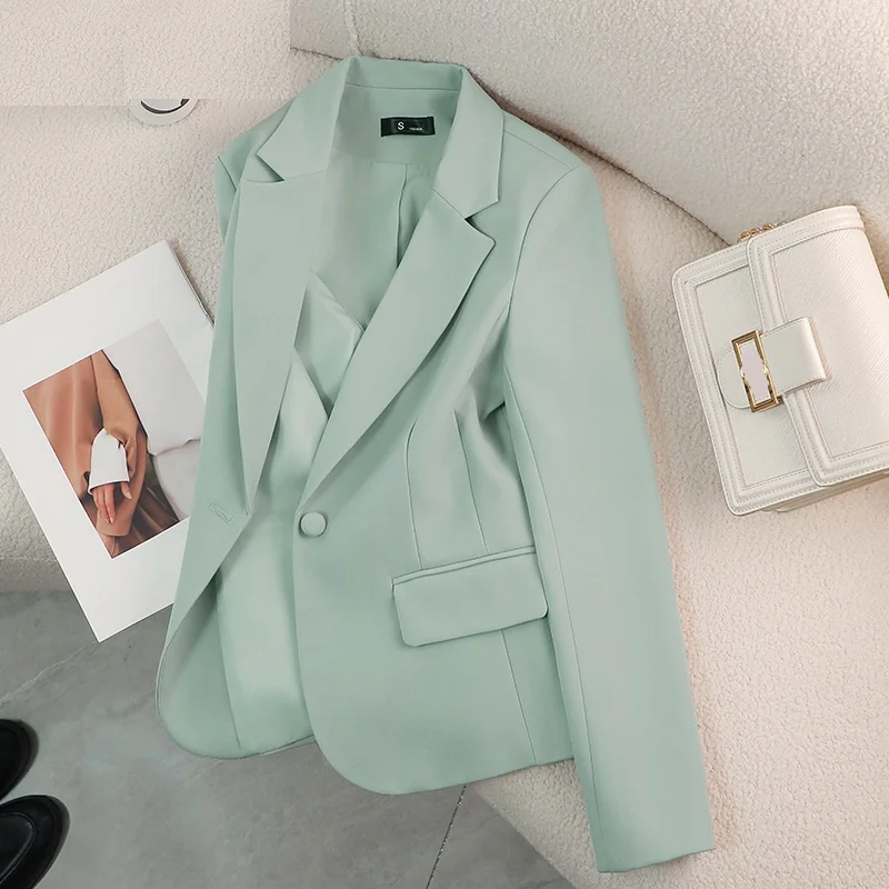 

2024 High-Quality Women Blazers Jacket Spring Autumn Office Lady Business Formal Wear Small Suit Single Button Blazer Coat Mujer