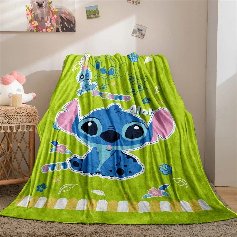 Disney-Couverture Stitch imprimée en 3D pour enfants, jeté de lit, décor de canapé, couvertures de sieste souriantes, cadeau mignon pour enfants, garçons et filles