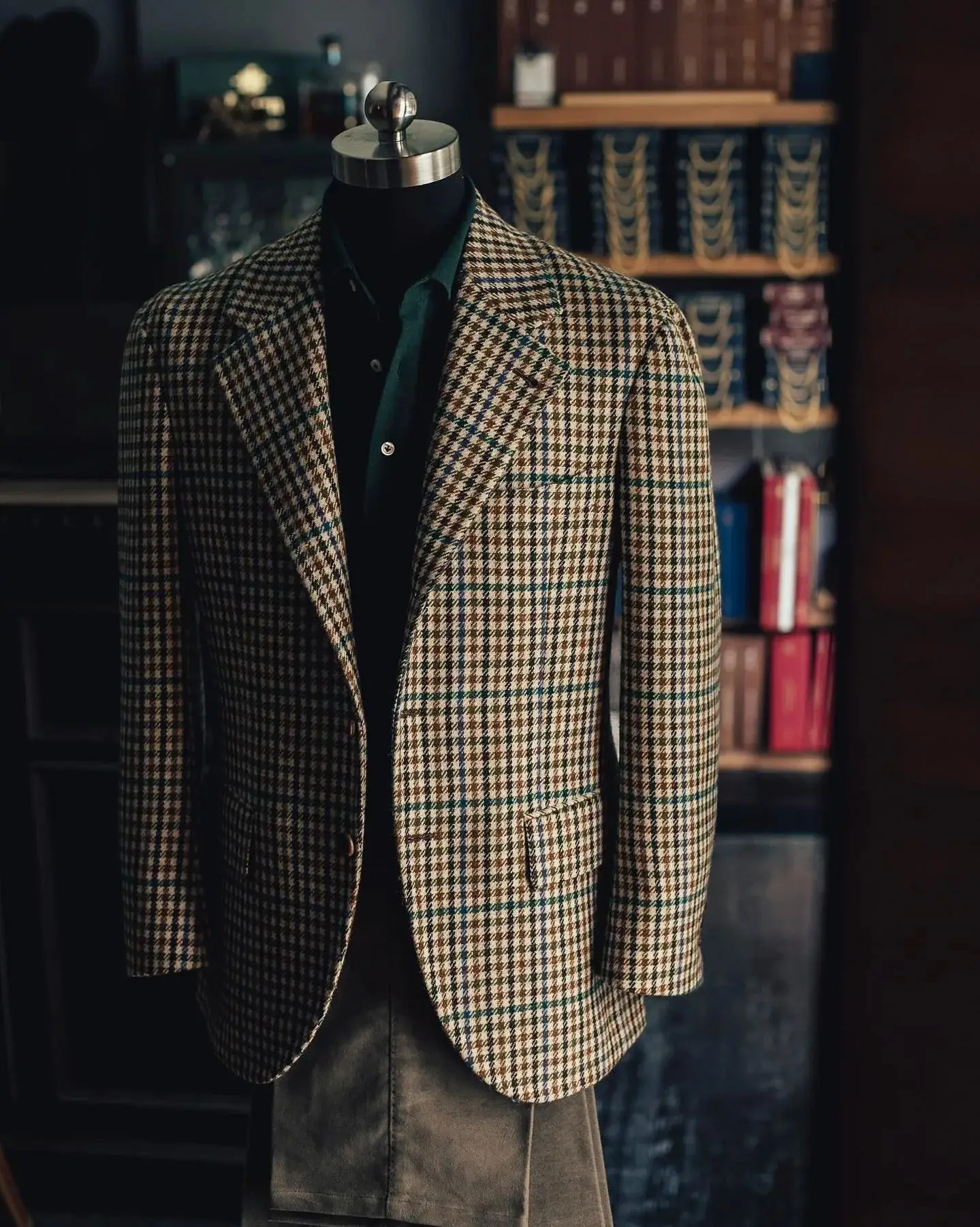 Men Formal 1 Piece Blazer Houndstooth Plaid Notched Lapel Two Button Slim Fit Casual Jacket Customized Casual Formal Coat