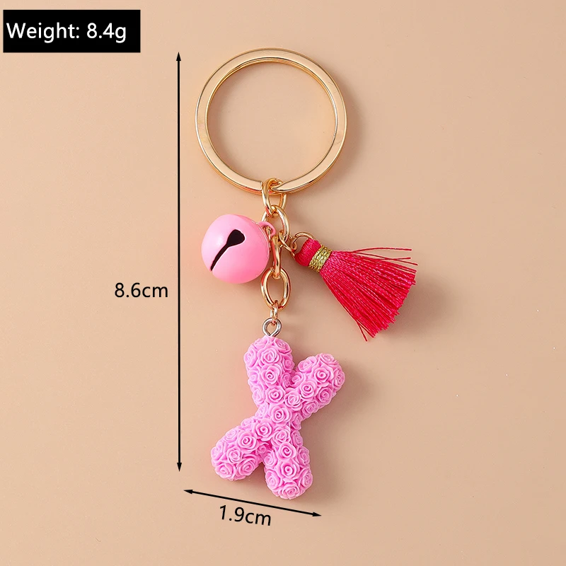 Niedlicher Schlüsselanhänger mit englischen Buchstaben und Glockenmotiv für Damen und Herren, als Auto-Schlüsselhalter, Handtaschenanhänger, Schlüsselring, Accessoire, DIY-Schmuck, Geschenkidee – Detail 1