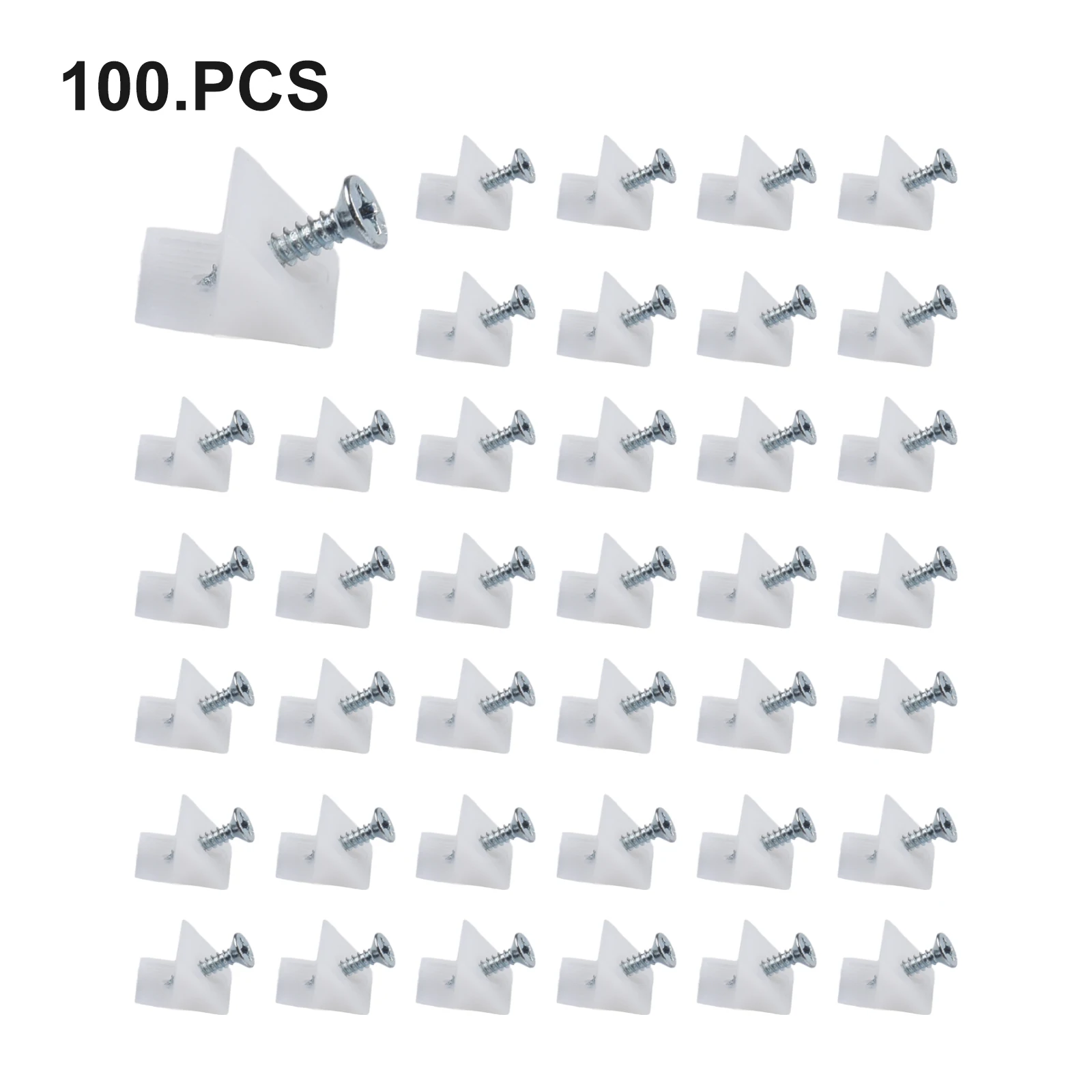 Plastic Angle Bracket Fasteners Set of 100 with Stainless Steel Screws for Drawer Bottom Reinforcement and Sagging Repair