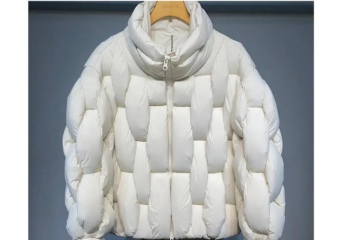 Bla ياقة عالية دافئة منتفخة فقاعة Jaet فضفاضة تناسب الشارع Sle القطن ملء طول منتظم للرجال صيف 2024