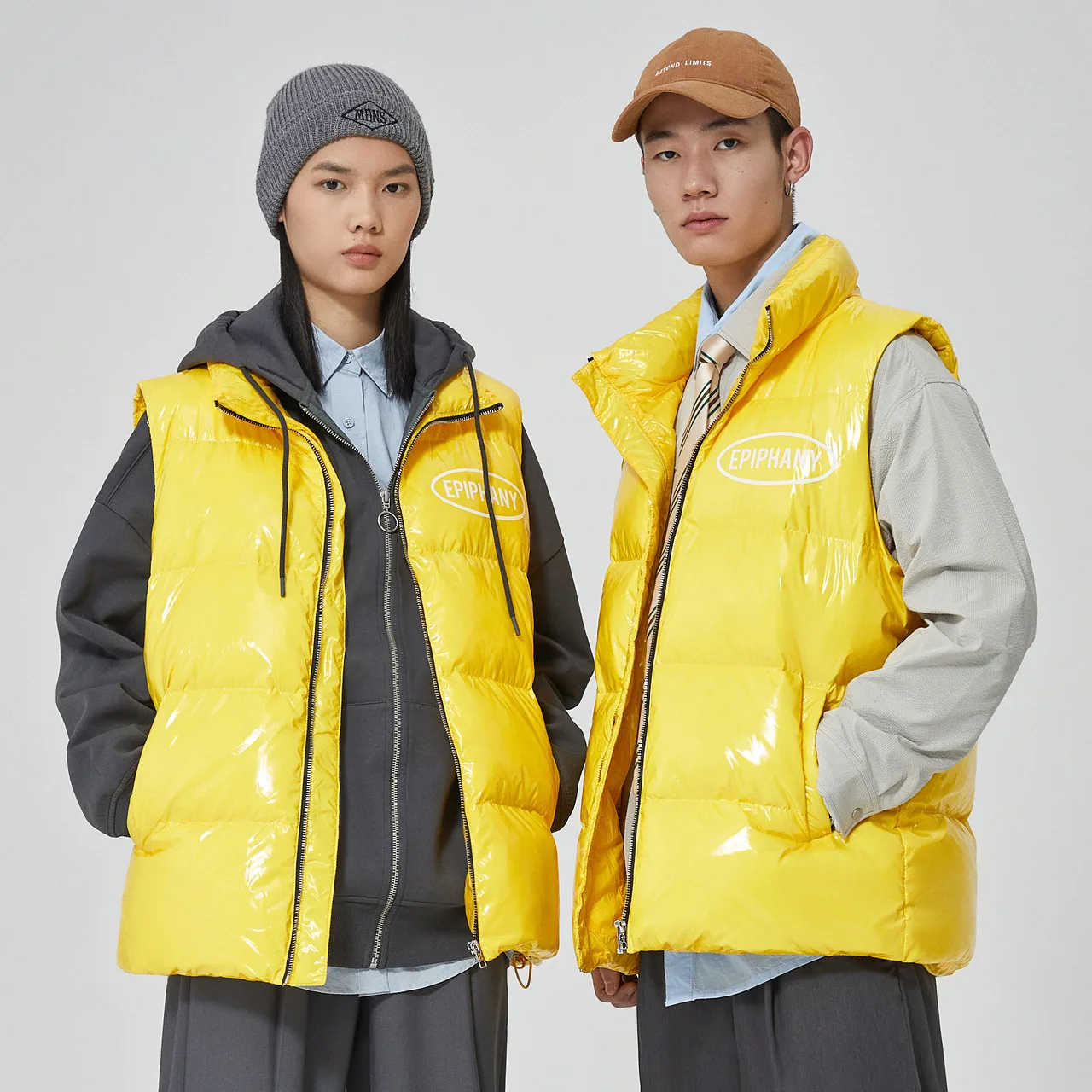 Metersbonwe Glossy Puffer Jacket Men Women Windproof  Waterproof  Warm Outerwear Female Puffer Jacket for Couples Vest Winter