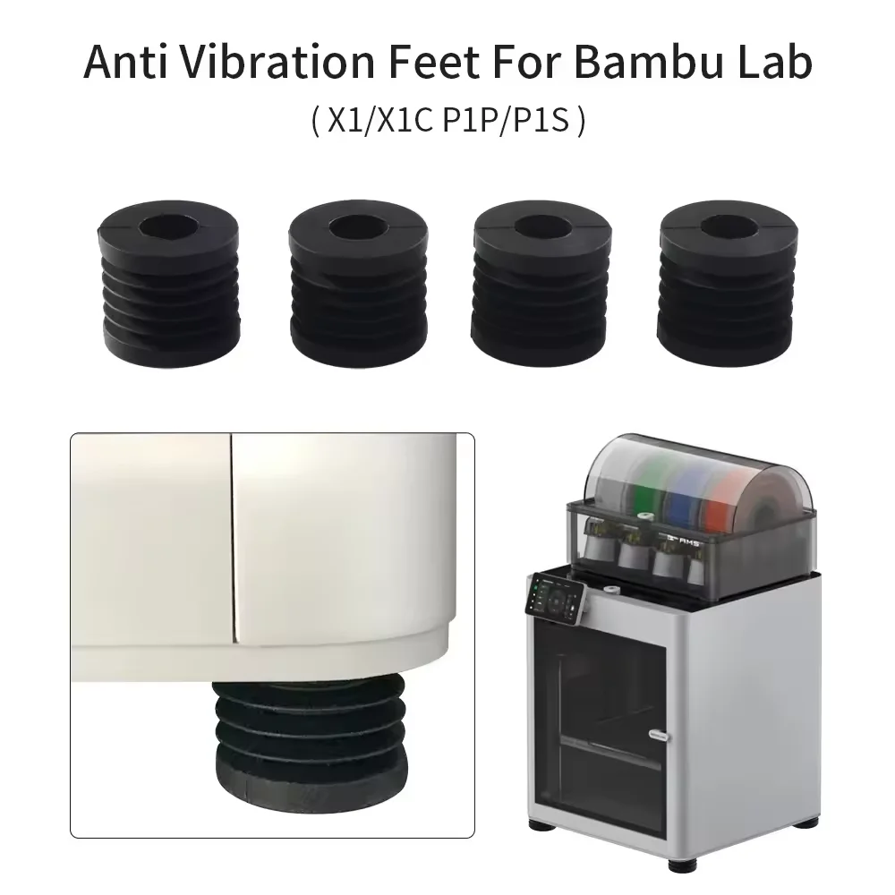 For Lab P1P/P1S Anti Vibration Feet Pad Anti-slip Anti-Shock Dust-proof Rubber Foot Pad Bamboo Lab X1/X1C 3D Printer