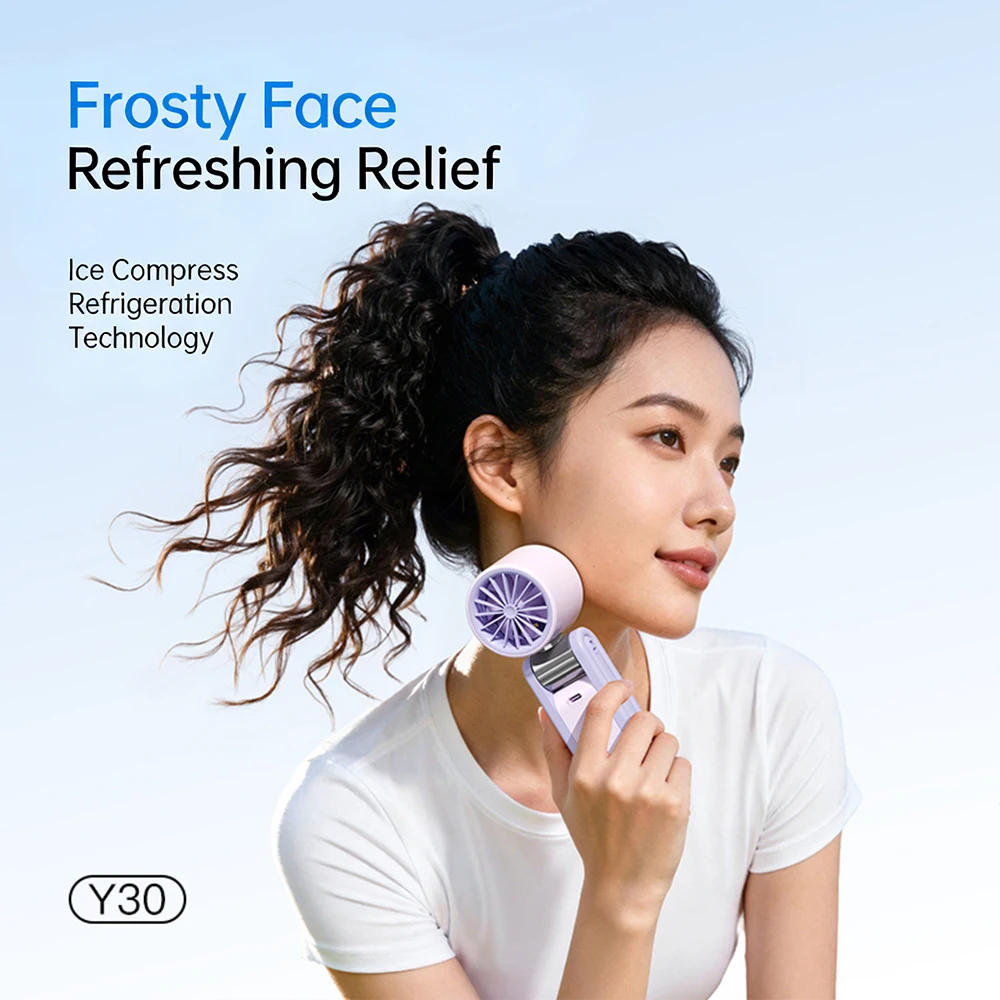 New Three-fold Refrigeration Handheld Mini Fan 199 Speed Turbo Outdoor Fan Plug-in Neck Ice Refrigeration Portable Small Fan image 3