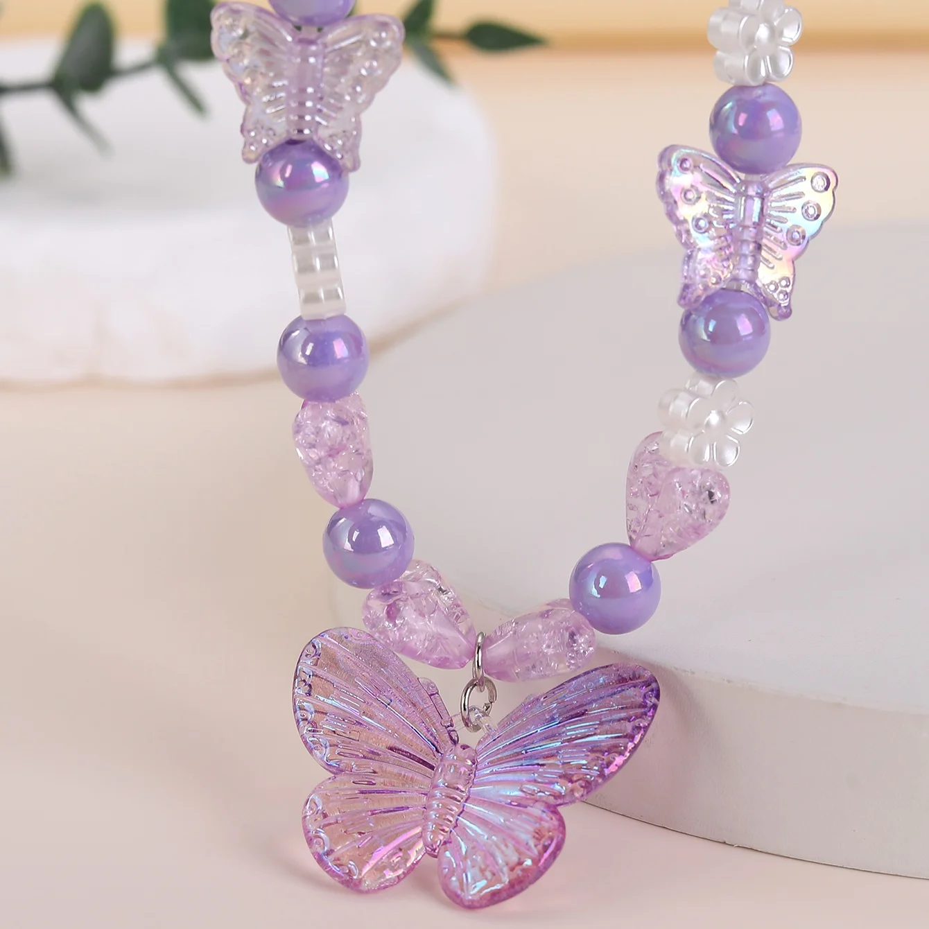 الأطفال فتاة الأميرة سوار اللؤلؤ والمجوهرات الكرتون فراشة سوار قلادة حلقة أقراط البدلة