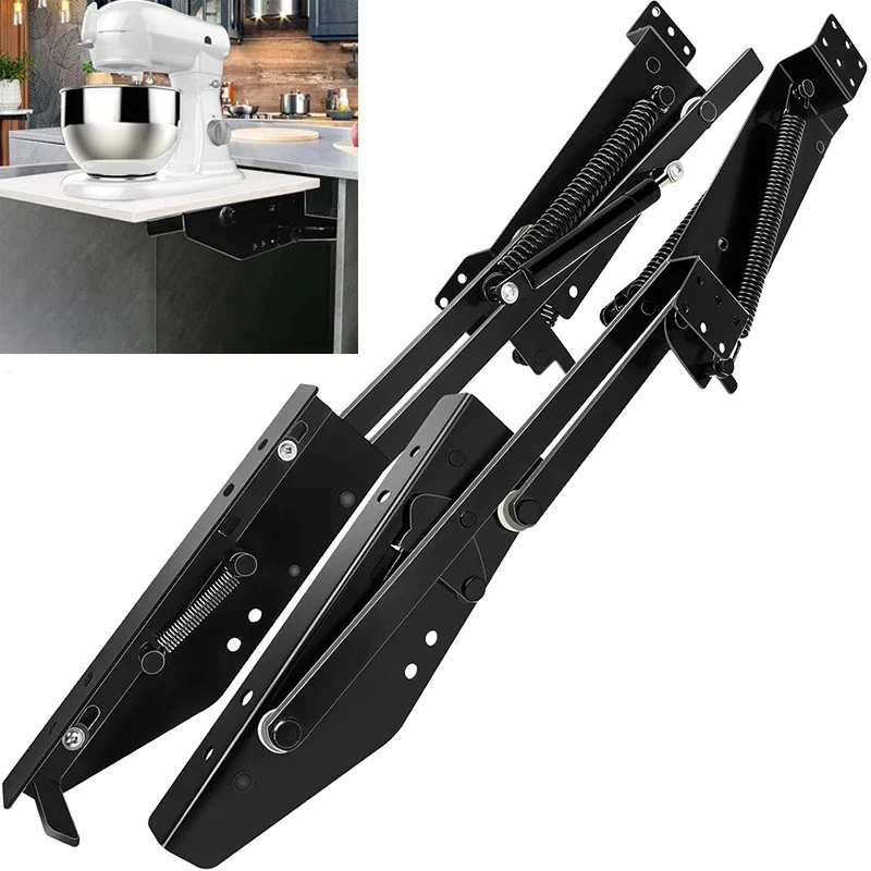 NewHidden With Spring Rack Storage Lifting Automatic Kitchen Up Hinge Cabinet System Mechanical Telescopic Lift Shelf For Mixer