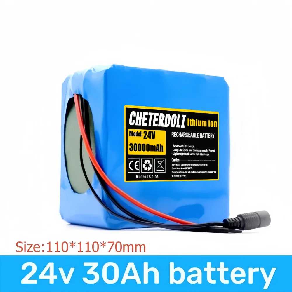 24V 30000mAh Battery 6S6P 18650 Lithium- Ion Battery 30Ah 18650 Rechargeable Battery Built-in BMS with 25.2V 2A Charger