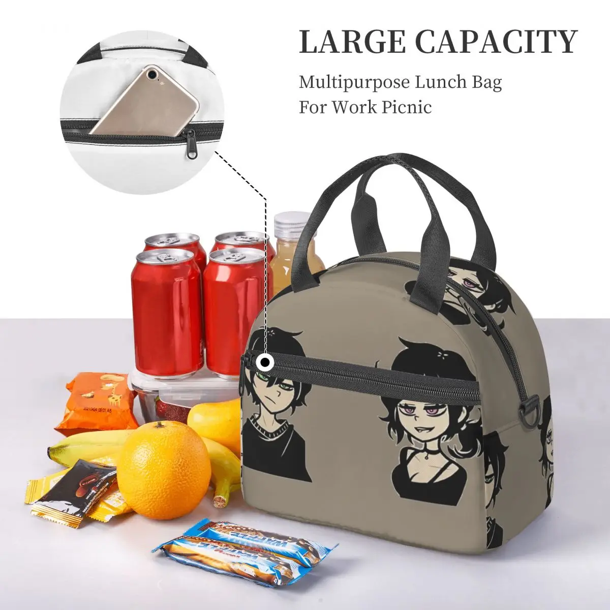 Large Insulated Lunch Box With Adjustable Shoulder Strap The Coffin Of Andy And Leyley Portraits Lunch Container Cooler Thermal