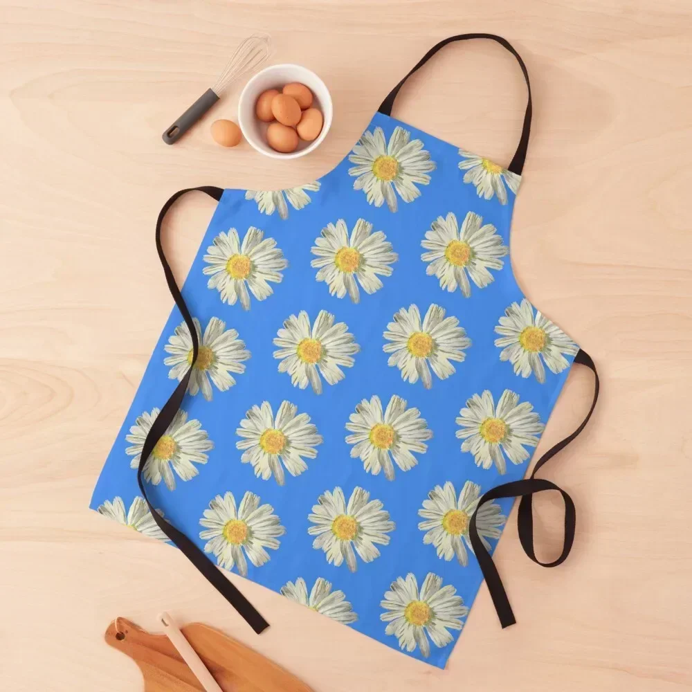 

Hand-painted Daisy Apron Kitchen Household Items Waterproof women Woman Work Kitchen Apras For Women Apron