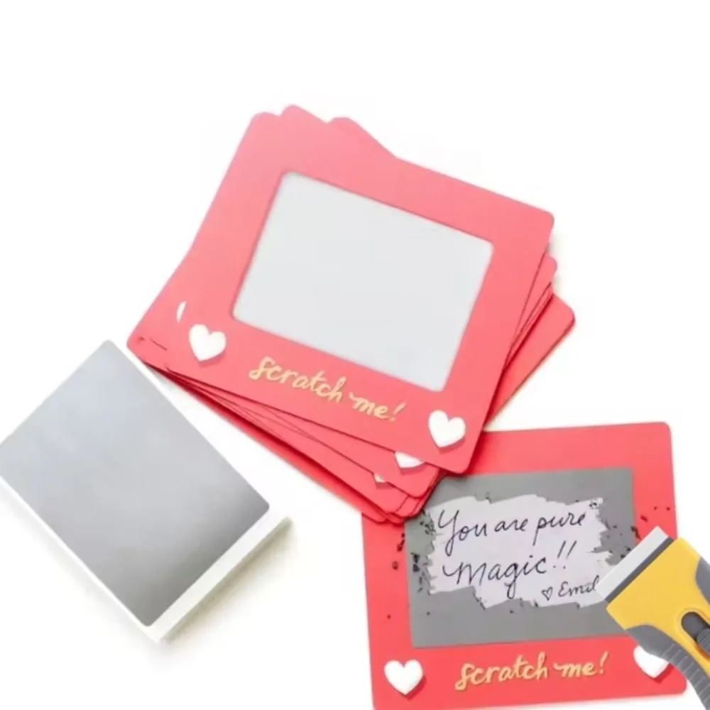 10 قطعة DIY بها بنفسك عيد الحب خدش بطاقة القلب نمط الأحمر الذكرى لعبة تذاكر ورقة مستطيلة الحب القسيمة #5